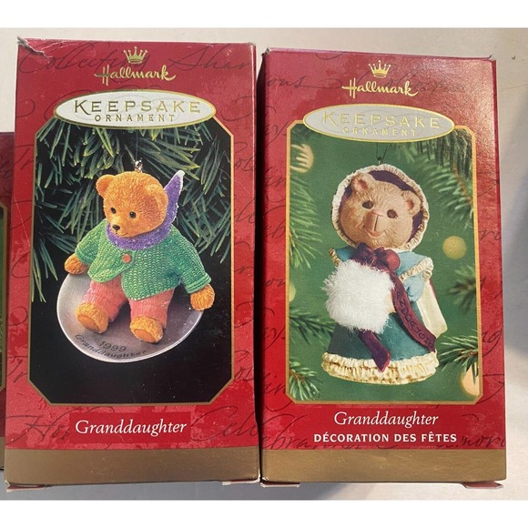 Vintage Hallmark Keepsake Granddaughter Ornament Lot of 4 In Box - Picture 3 of 9